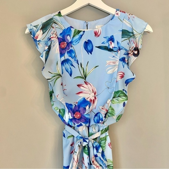 H&M Mama Baby Blue Sleeveless Chiffon Floral Nursing Dress - Picture 3 of 16